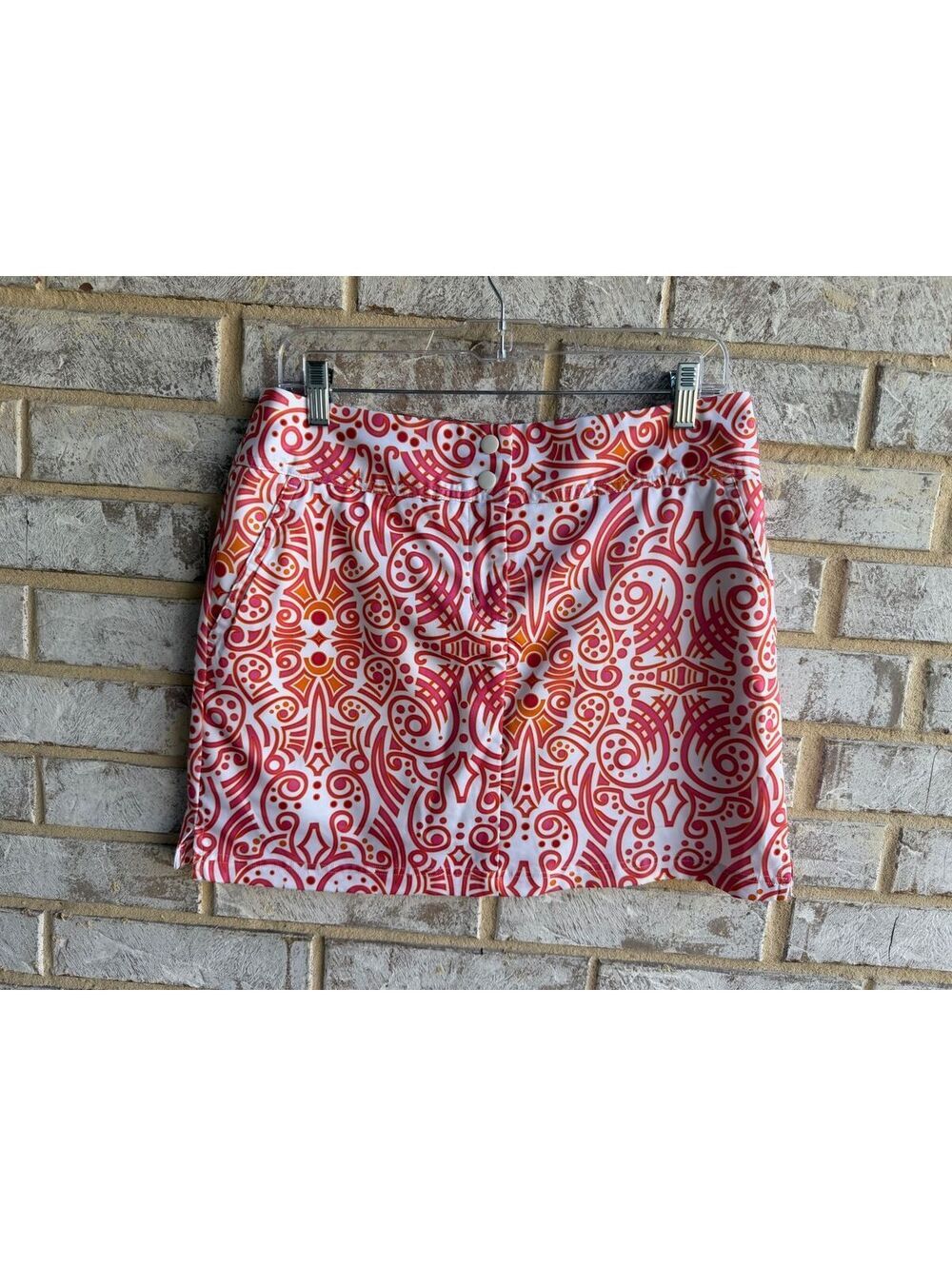 Adidas Clima Cool Pink/Orange Geo Print Athletic Skort Women's Size 6